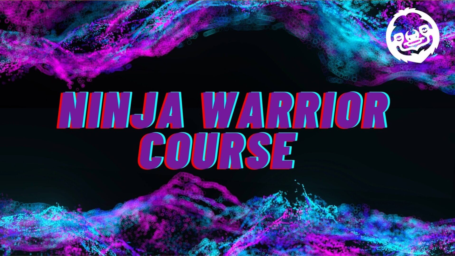 A purple and blue background with the words ninja warrior course.